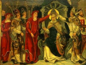 Le couronnement du pape Célestin V (peinture anonyme du XVIème siècle)